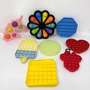 Pop It Fidget Toy Lot Bundle Sensory Toys Glow Alphabet Spinner Unicorn